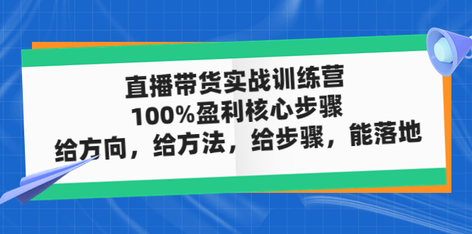 （4785期）直播带货实战训练营：100%盈利核心步骤，给方向，给方法，给步骤，能落地