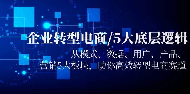 （5939期）企业转型电商/5大底层逻辑，从模式 数据 用户 产品 营销5大板块，高效转型