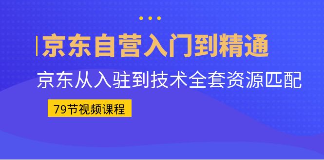 （6901期）京东自营入门到精通：京东从入驻到技术全套资源匹配（79节课）