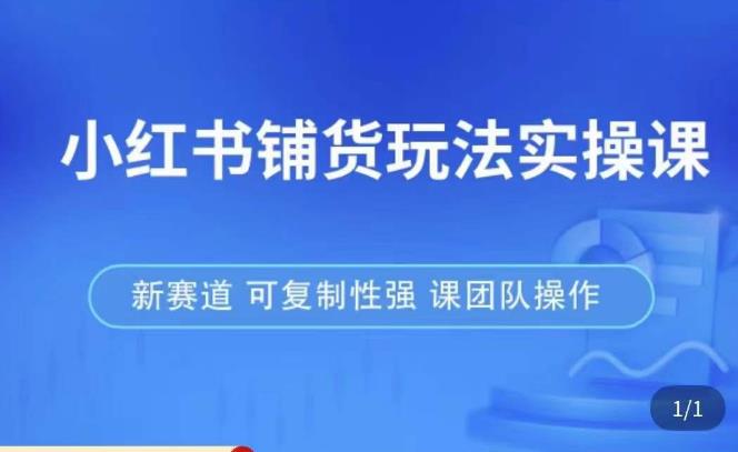 小红书铺货玩法实操课，流量大，竞争小，非常好做，新赛道，可复制性强，可团队操作