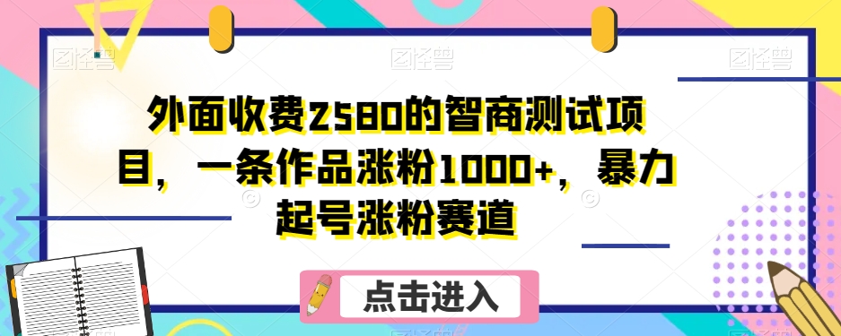 外面收费2580的智商测试项目，一条作品涨粉1000+，暴力起号涨粉赛道【揭秘】_双新云轻创