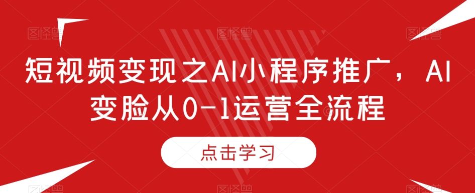 短视频变现之AI小程序推广，AI变脸从0-1运营全流程_双新云轻创