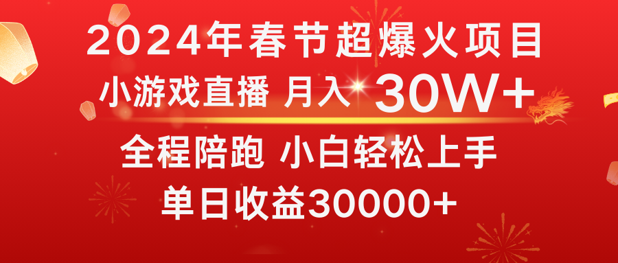 （8873期）龙年2024过年期间，最爆火的项目 抓住机会 普通小白如何逆袭一个月收益30W+_94轻创网