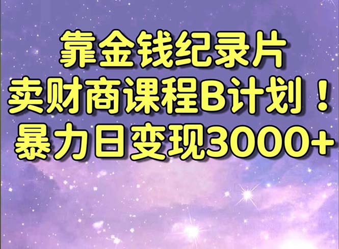 （8944期）靠金钱纪录片卖财商课程B计划！暴力日变现3000+，喂饭式干货教程！_双新云轻创