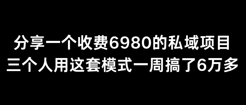 分享一个外面卖6980的私域项目三个人用这套模式一周搞了6万多_双新云轻创