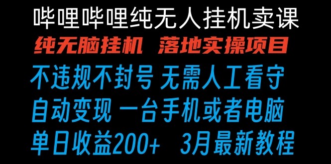 哔哩哔哩纯无脑挂机卖课 单号日收益200+ 手机就能做_双新云轻创