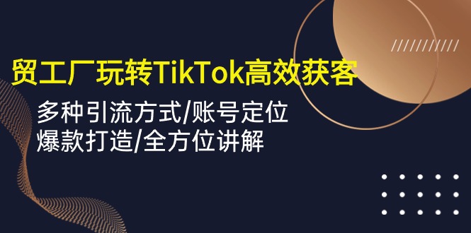 （10302期）外贸工厂玩转TikTok高效获客，多种引流方式/账号定位/爆款打造/全方位讲解_94轻创网
