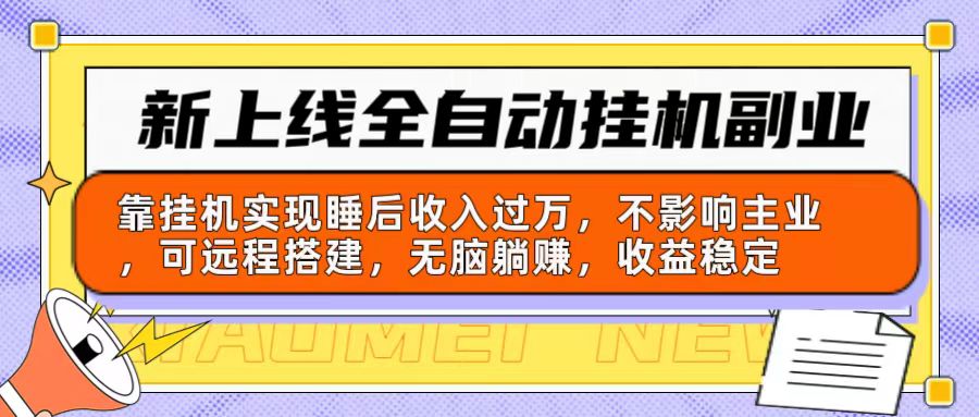 （10588期）新上线全自动挂机副业：靠挂机实现睡后收入过万，不影响主业可远程搭建…_双新云轻创