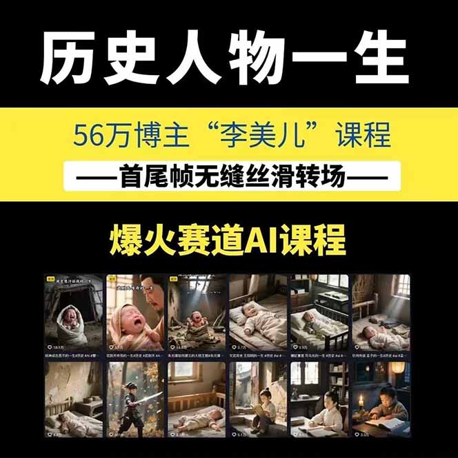 （15336期）AI历史人物赛道课程，2个月涨粉56万，含伙伴计划与收徒运营策略