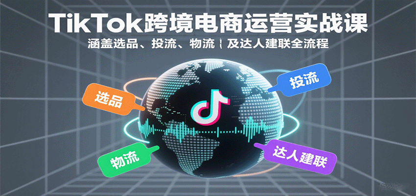 TikTok跨境电商运营实战课：涵盖选品、投流、物流及达人建联全流程