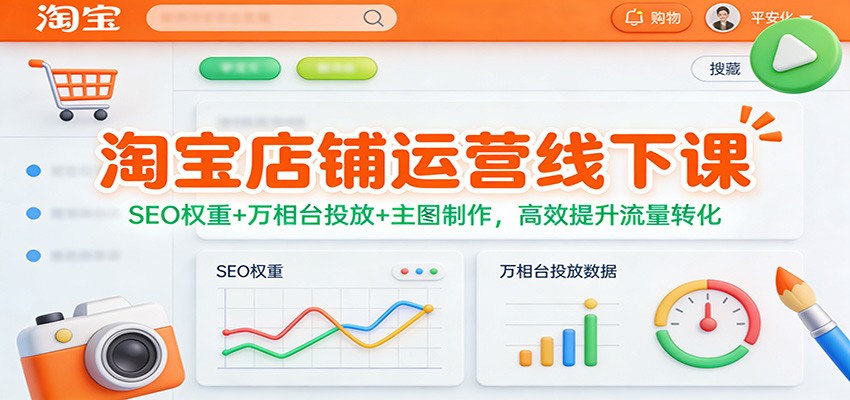 淘宝店铺运营线下课:SEO权重+万相台投放+主图制作,高效提升流量转化