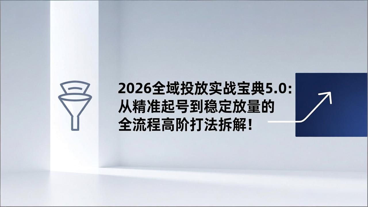 （17156期）2026全域投放实战宝典5.0：从精准起号到稳定放量的全流程高阶打法拆解！