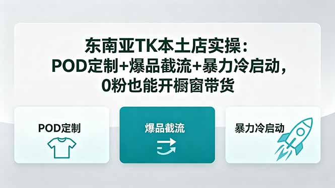 （18381期）东南亚TK本土店实操：POD定制+爆品截流+暴力冷启动，0粉也能开橱窗带货