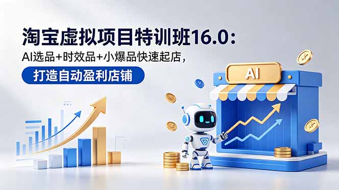 （18665期）淘宝虚拟项目特训班16.0：AI选品+时效品+小爆品快速起店，打造自动盈利店铺