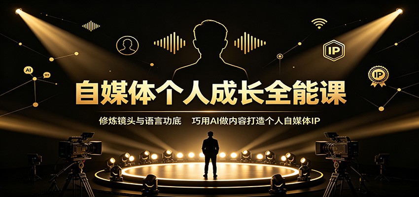 自媒体个人成长全能课：修炼镜头与语言功底，巧用AI做内容打造个人自媒体IP