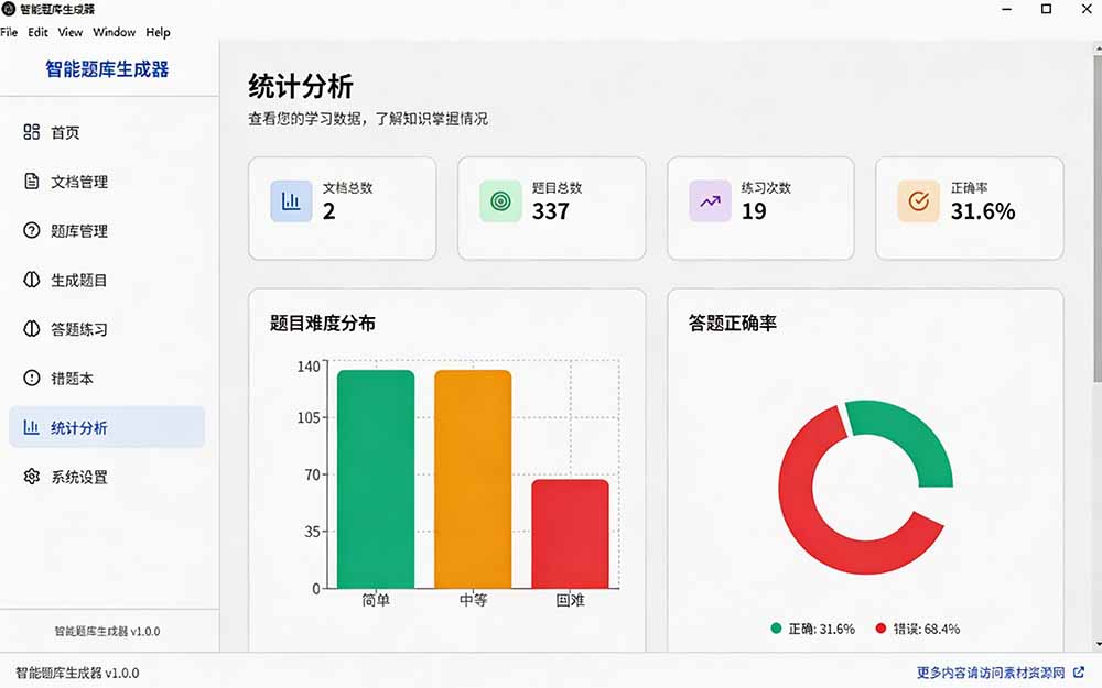 （19855期）Windows 智能题库刷题软件！导入文档一键生成题库和答案，并支持刷题模式，教师及学生必备工具 原创