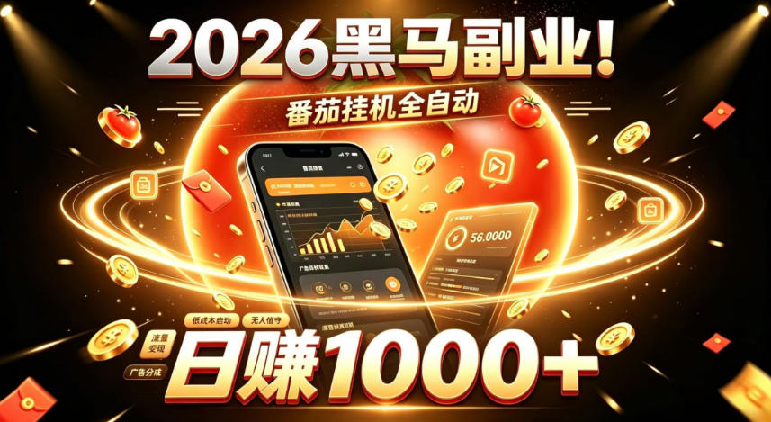 2026黑马副业！番茄挂G全自动日入1000+，操作最简单、门槛最低的线上轻资产项目