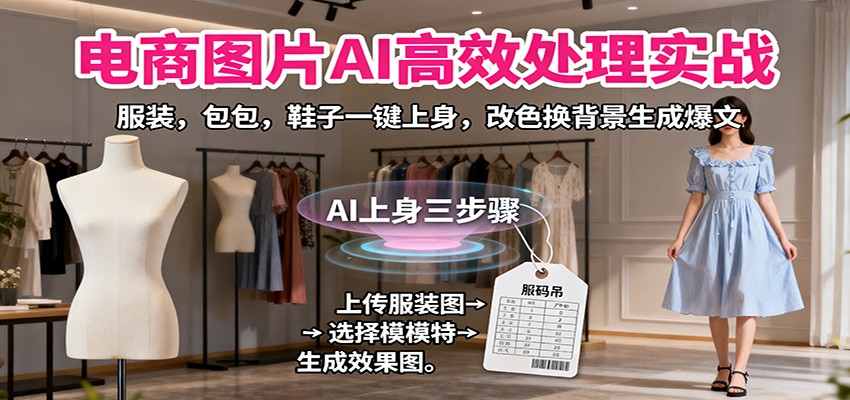 电商图片AI高效处理实战，服装，包包，鞋子一键上身，改色换背景生成爆文