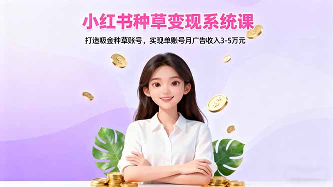 （16468期）小红书种草变现系统课：打造吸金种草账号，实现单账号月广告收入3-5万元
