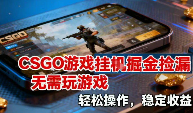 CSGO游戏挂G掘金捡漏，不需要玩游戏，操作简单，收益稳定
