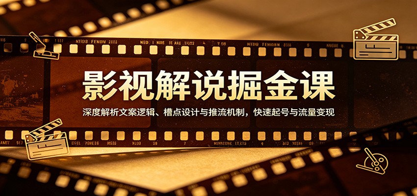 影视解说掘金课：深度解析文案逻辑、槽点设计与推流机制，快速起号与流量变现