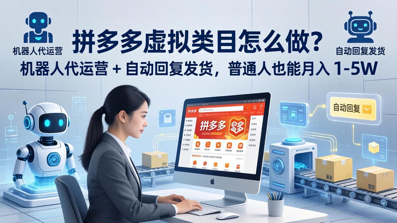 （18111期）拼多多虚拟类目怎么做？机器人代运营 + 自动回复发货，普通人也能月入 1-5W