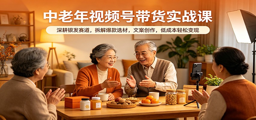 中老年视频号带货实战课：深耕银发赛道，拆解爆款选材，文案创作，低成本轻松变现