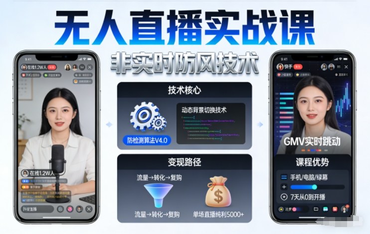 宝子哥无人直播实战课，非实时防风技术，聚焦抖音快手等平台直播带货，轻松开启直播变现之路（更新2026年4月10日）