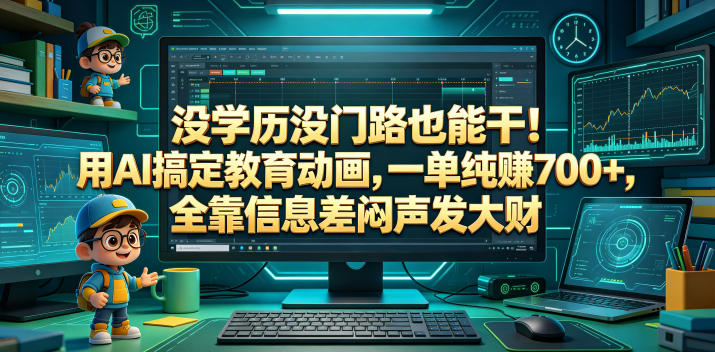 没学历没门路也能干！用AI搞定教育动画，一单纯賺700+，全靠信息差闷声发大财
