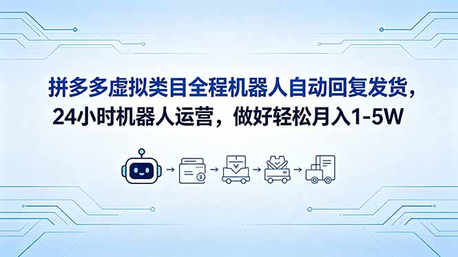 （18715期）拼多多虚拟类目全程机器人自动回复发货，24 小时机器人运营，做好轻松月入 1-5W