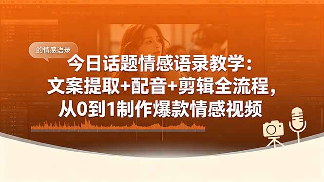（18719期）今日话题情感语录教学：文案提取+配音+剪辑全流程，从0到1制作爆款情感视频