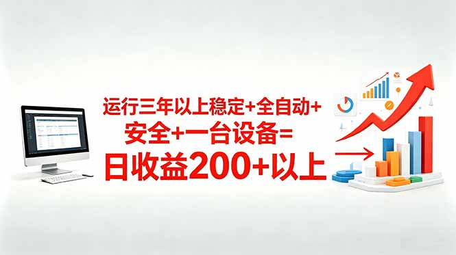 （18773期）三年以上稳定+全自动+安全+一台设备=日收益200+