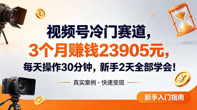 （18799期）视频号冷门赛道，3个月变现23905元，新手2天学会 每天操作30分钟！