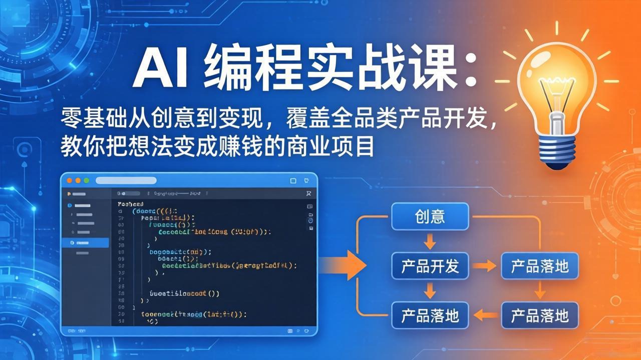（18806期）AI编程实战课-第三期-6月更新：零基础从创意到变现，覆盖全品类产品开发，把想法变成赚钱项目