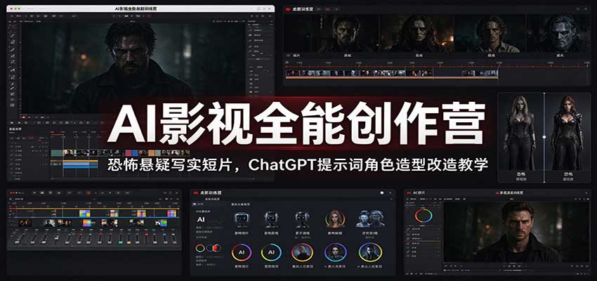AI影视全能创作营：恐怖悬疑写实短片，ChatGPT提示词角色造型改造教学